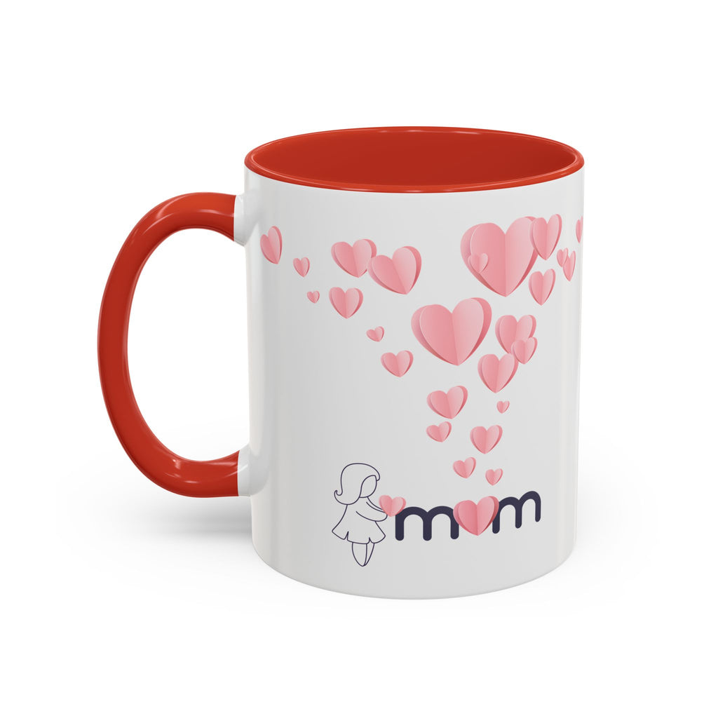 Heartfall Mom Mug – Pink Hearts Accent Ceramic Gift for Mother's Day