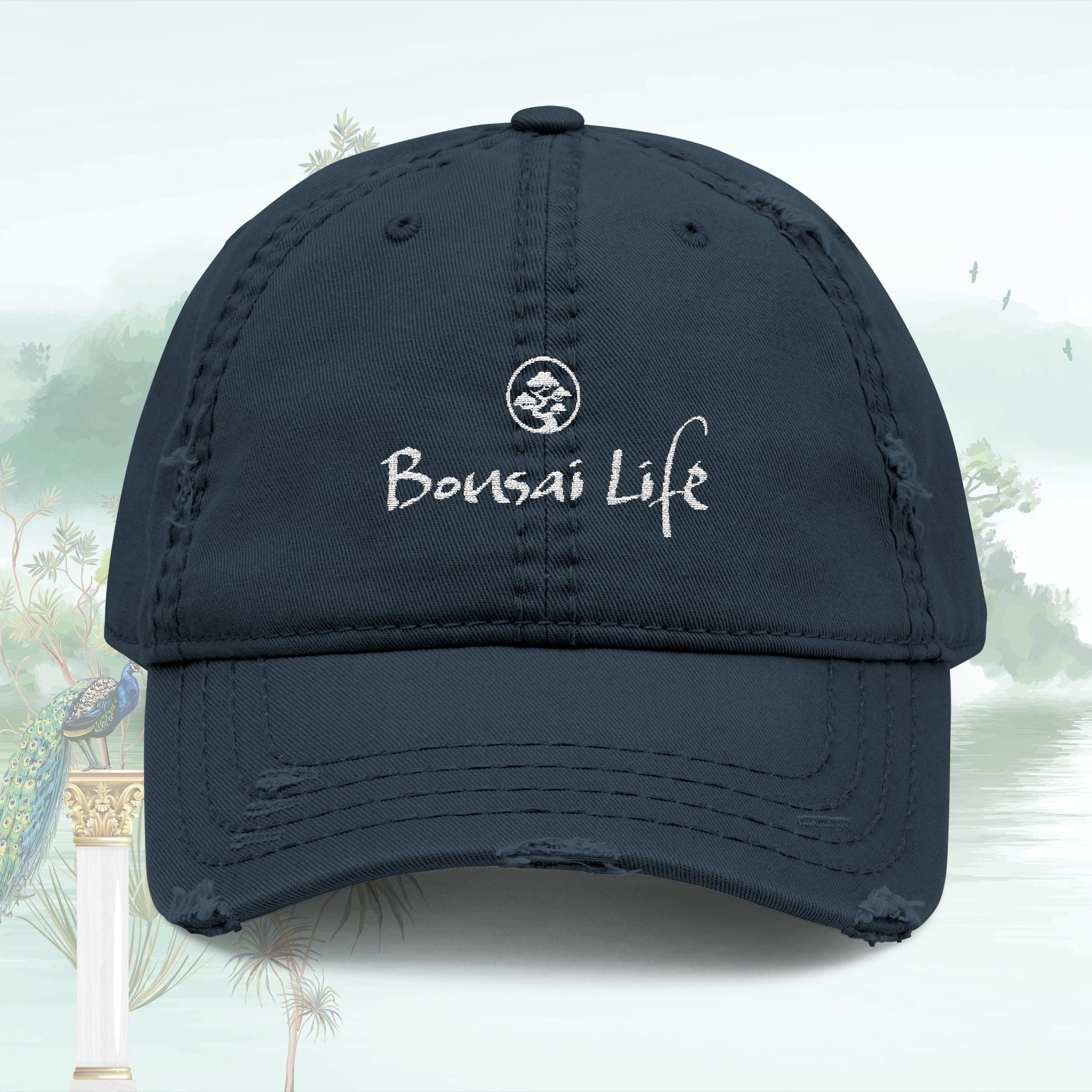 Embroidered Bonsai Life Dad Hat — Vintage Distressed