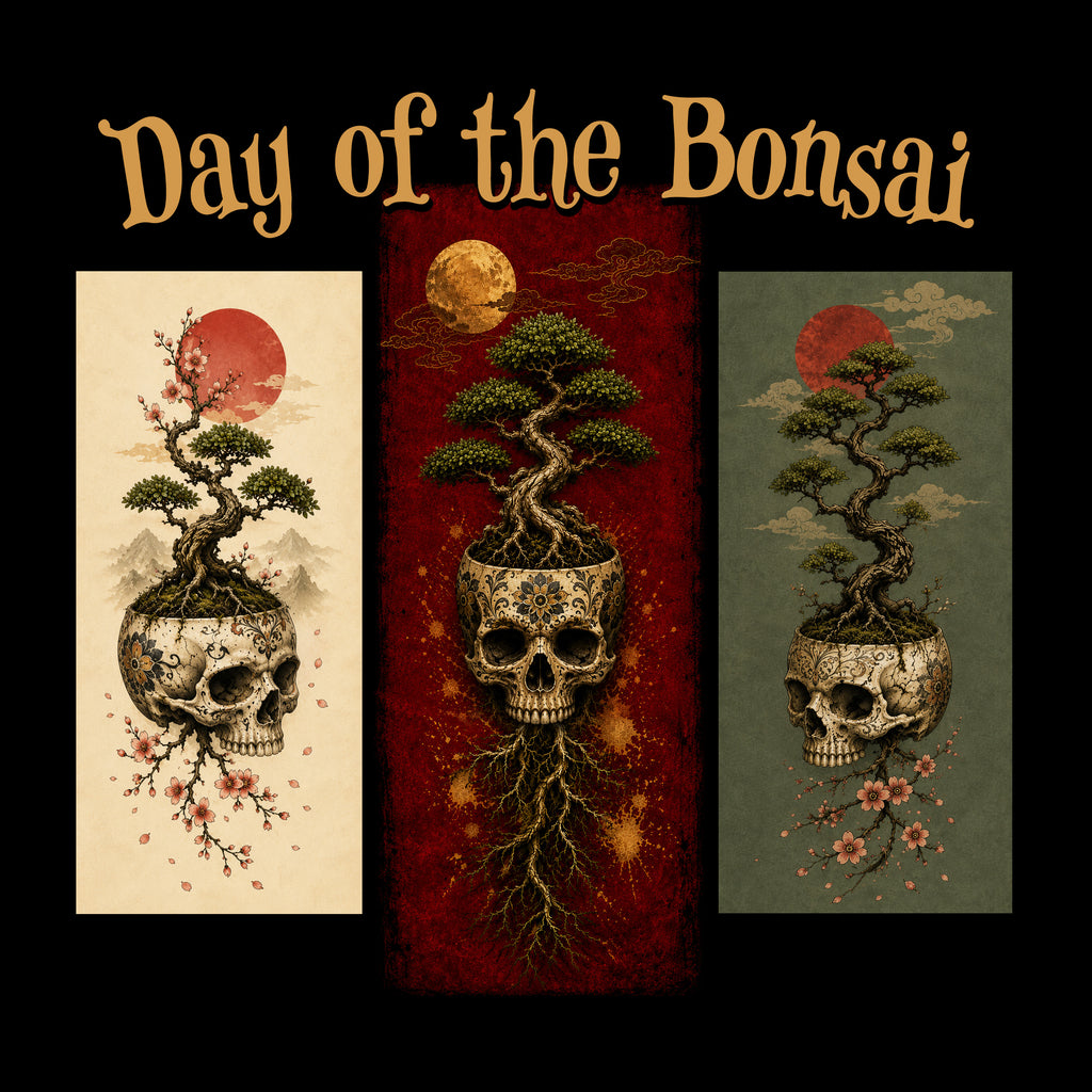 Day of the Bonsai Skull Tee | Gothic Japanese Bonsai Shirt for Plant Lovers