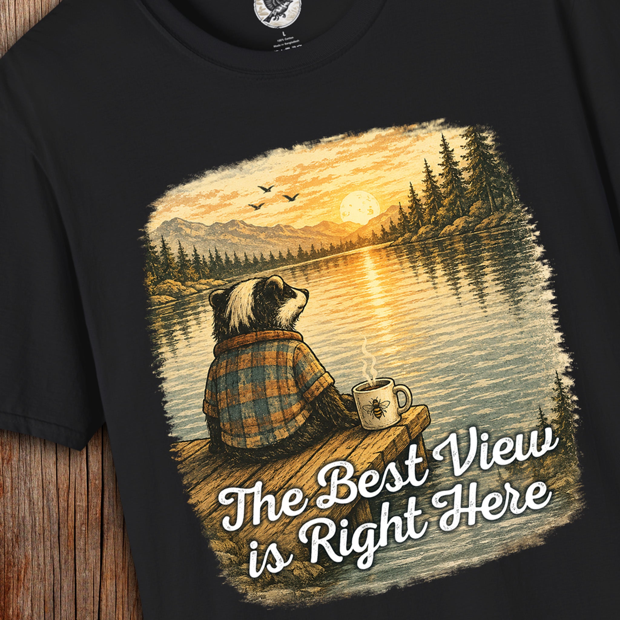 The Best View Is Right Here – Vintage Badger Coffee Nature T-Shirt