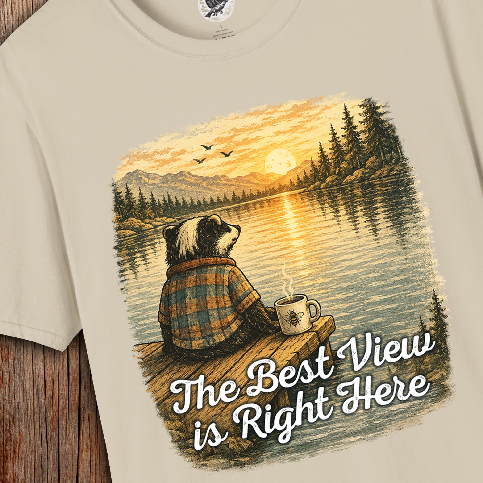 The Best View Is Right Here – Vintage Badger Coffee Nature T-Shirt