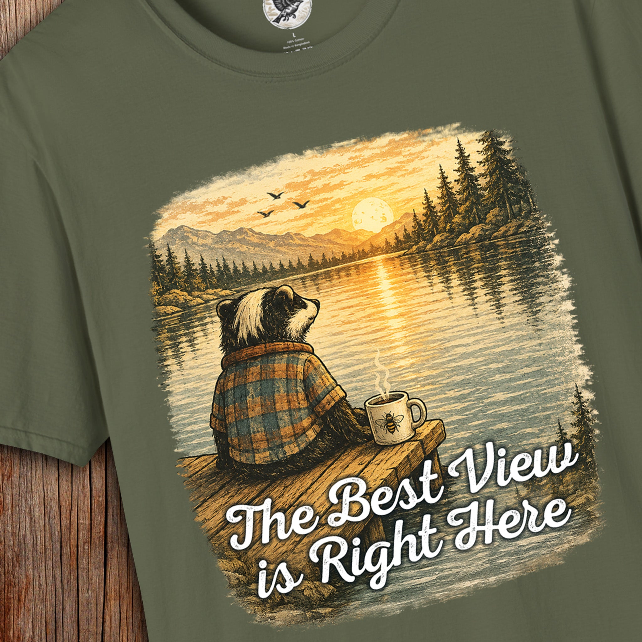 The Best View Is Right Here – Vintage Badger Coffee Nature T-Shirt