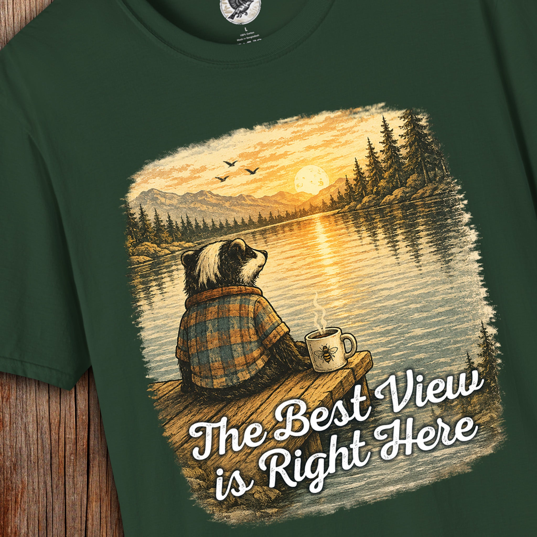 The Best View Is Right Here – Vintage Badger Coffee Nature T-Shirt