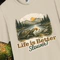 Life Is Better Slower Turtle T-Shirt | Vintage Nature Graphic Tee | Slow Living Shirt for Nature Lovers, Hikers & Outdoor Enthusiasts