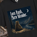Less Rush More Wonder Bear T-Shirt | Vintage Night Sky Nature Graphic Tee | Camping, Hiking & Outdoor Adventure Shirt