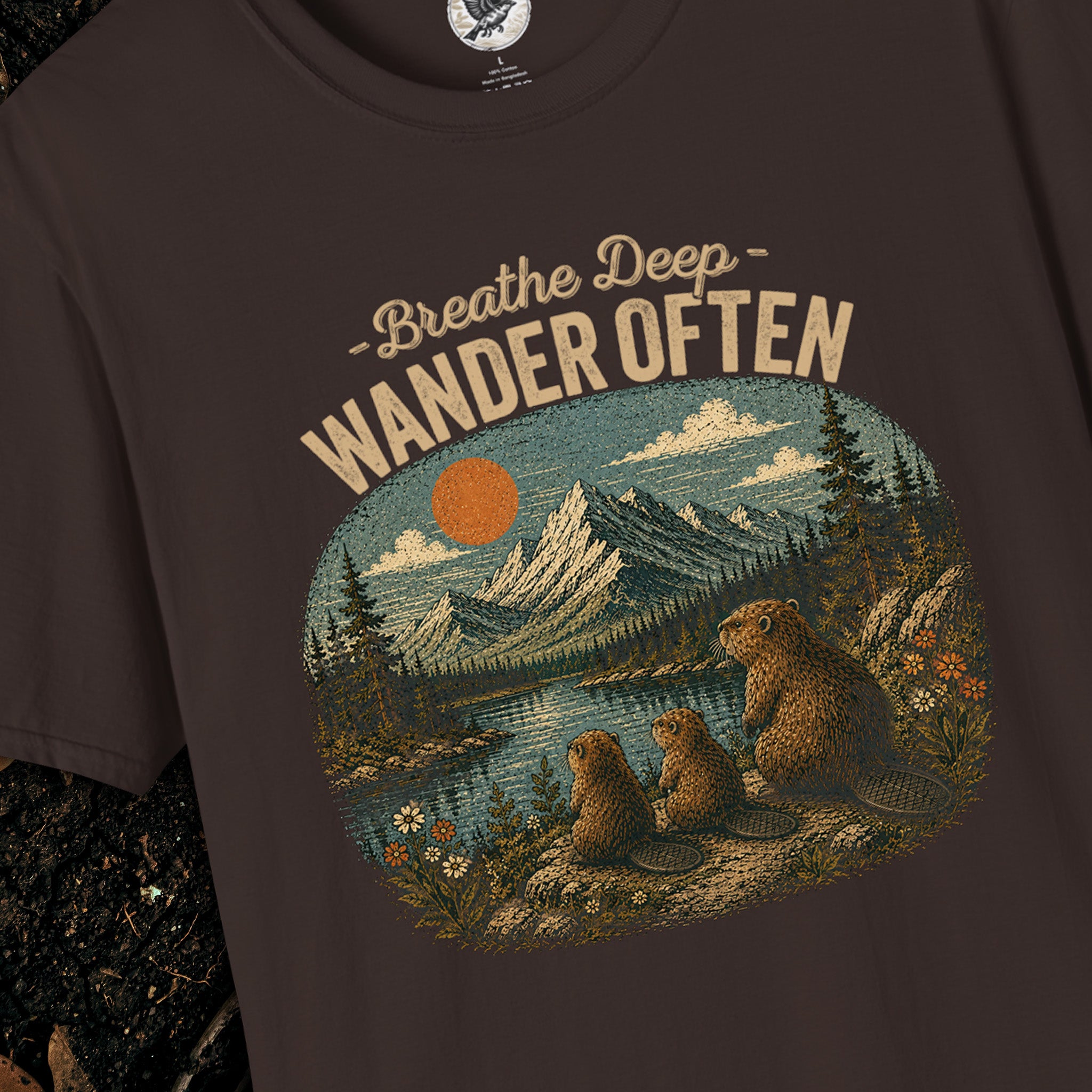 Breathe Deep Wander Often Tee | Vintage Mountain & Wildlife Nature Shirt
