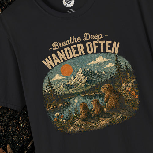Breathe Deep Wander Often Tee | Vintage Mountain & Wildlife Nature Shirt