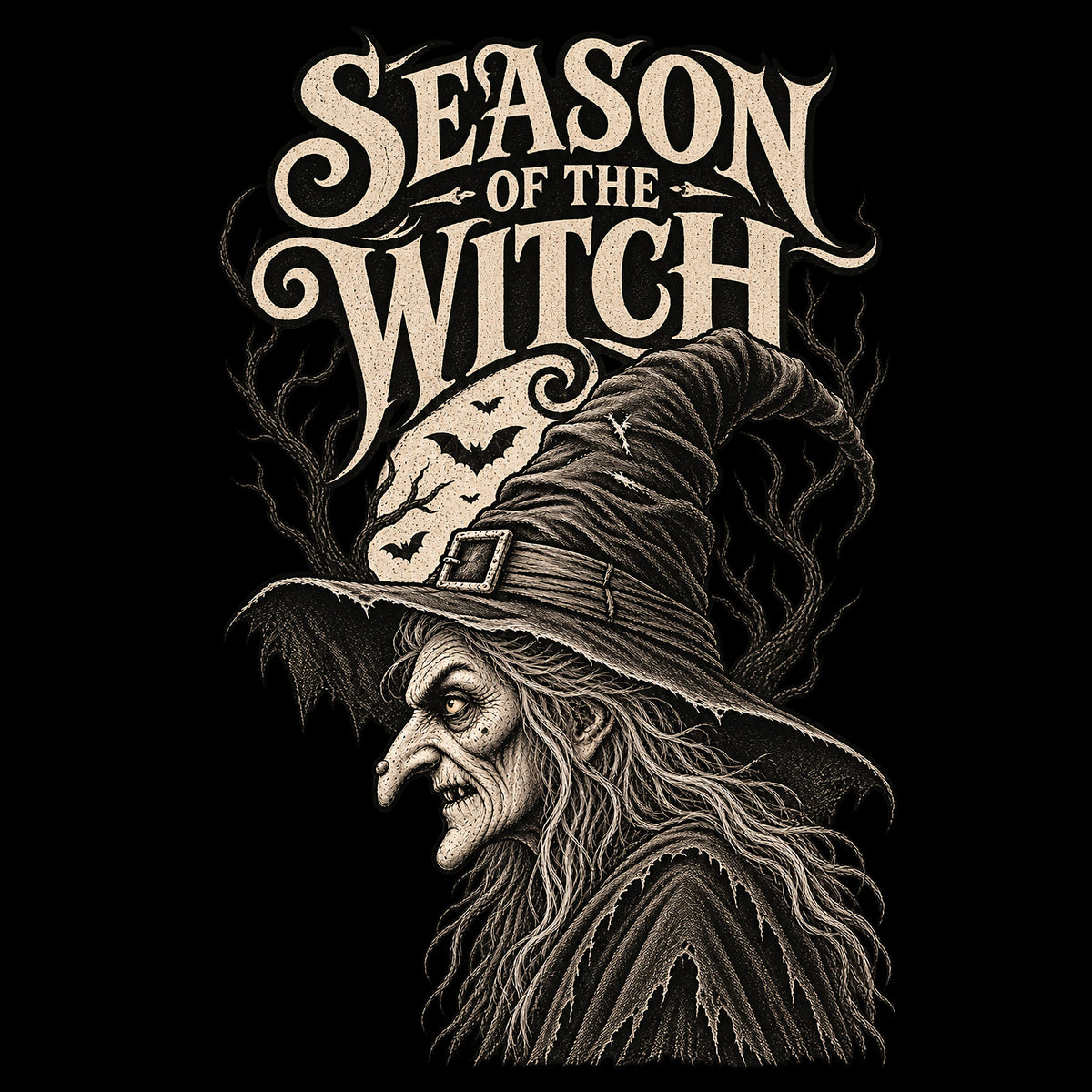 Season of the Witch – Vintage Halloween Witch Graphic T-Shirt