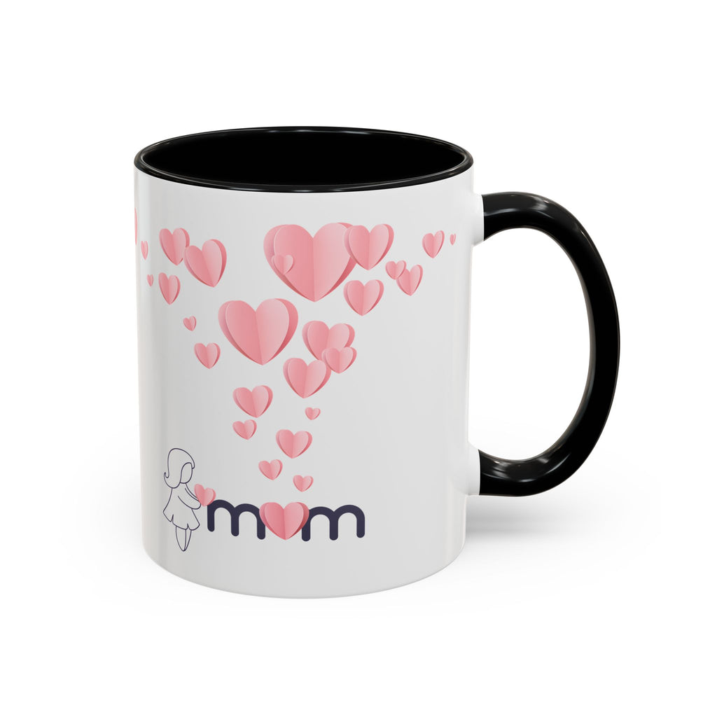 Heartfall Mom Mug – Pink Hearts Accent Ceramic Gift for Mother's Day