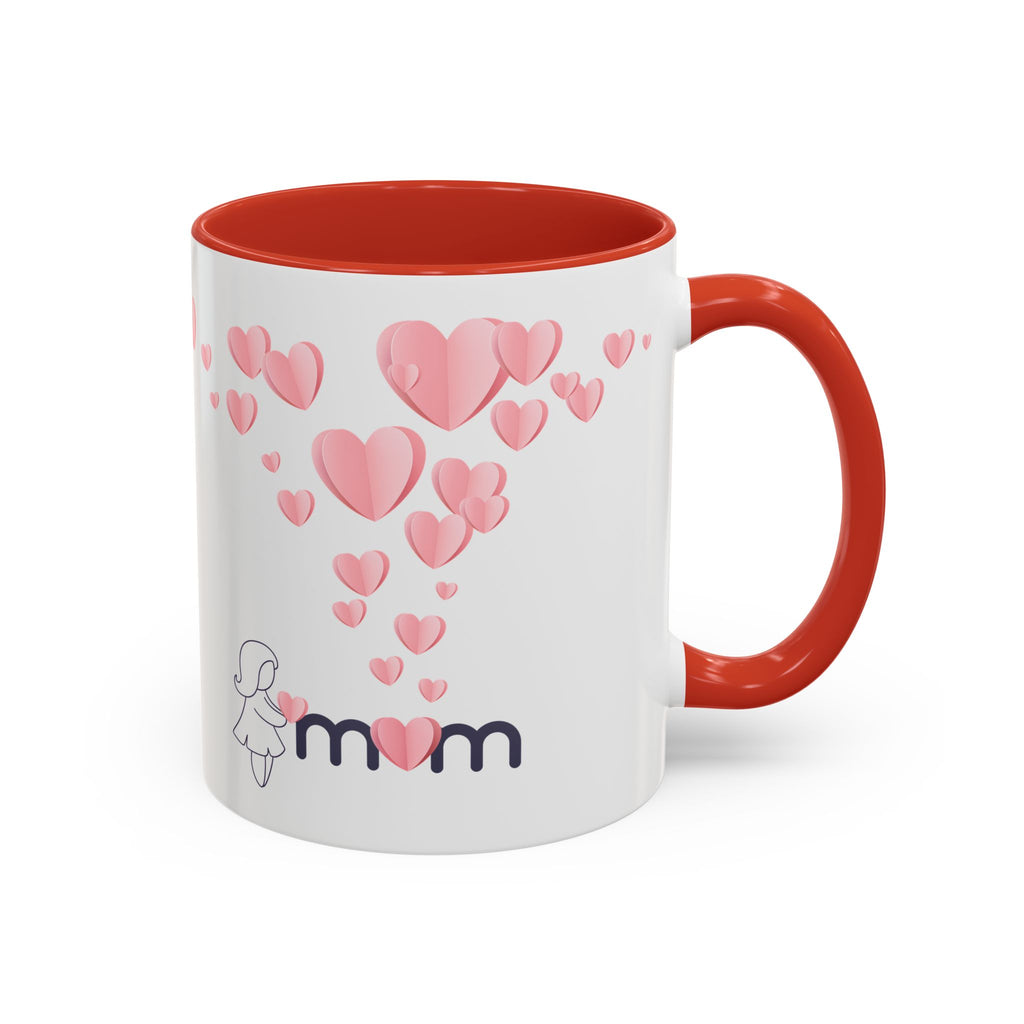 Heartfall Mom Mug – Pink Hearts Accent Ceramic Gift for Mother's Day