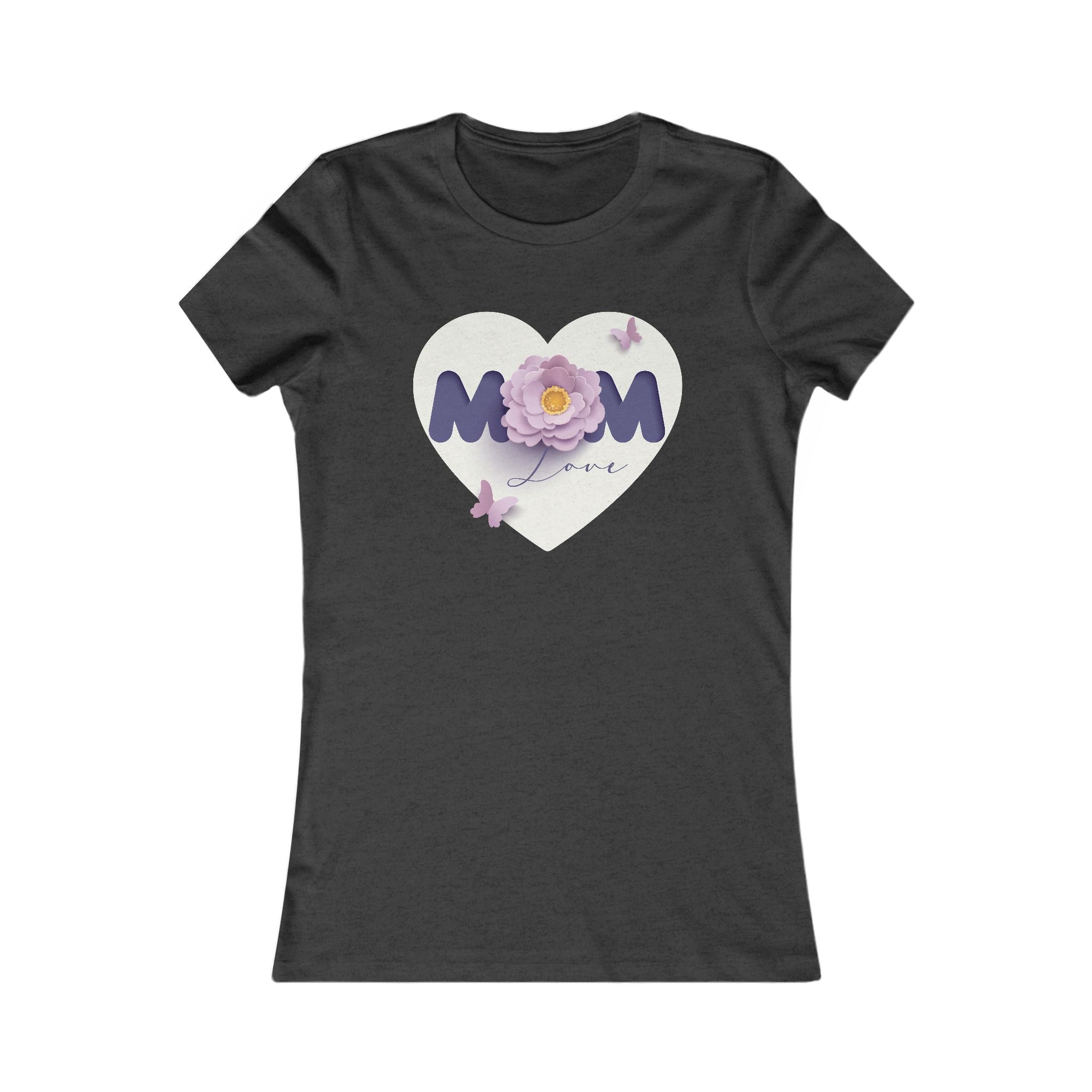 Mom Love Floral Tee — Women's Mother's Day T‑Shirt with Heart & Butterflies