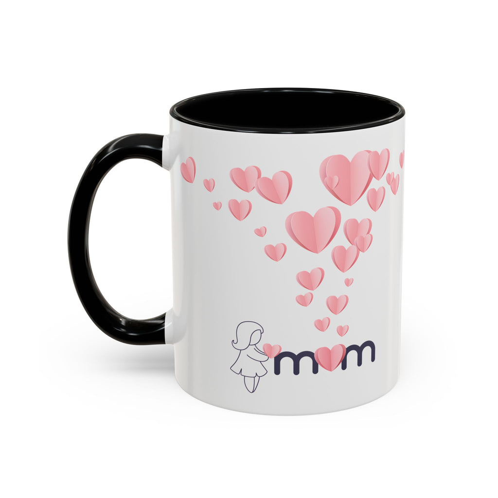 Heartfall Mom Mug – Pink Hearts Accent Ceramic Gift for Mother's Day