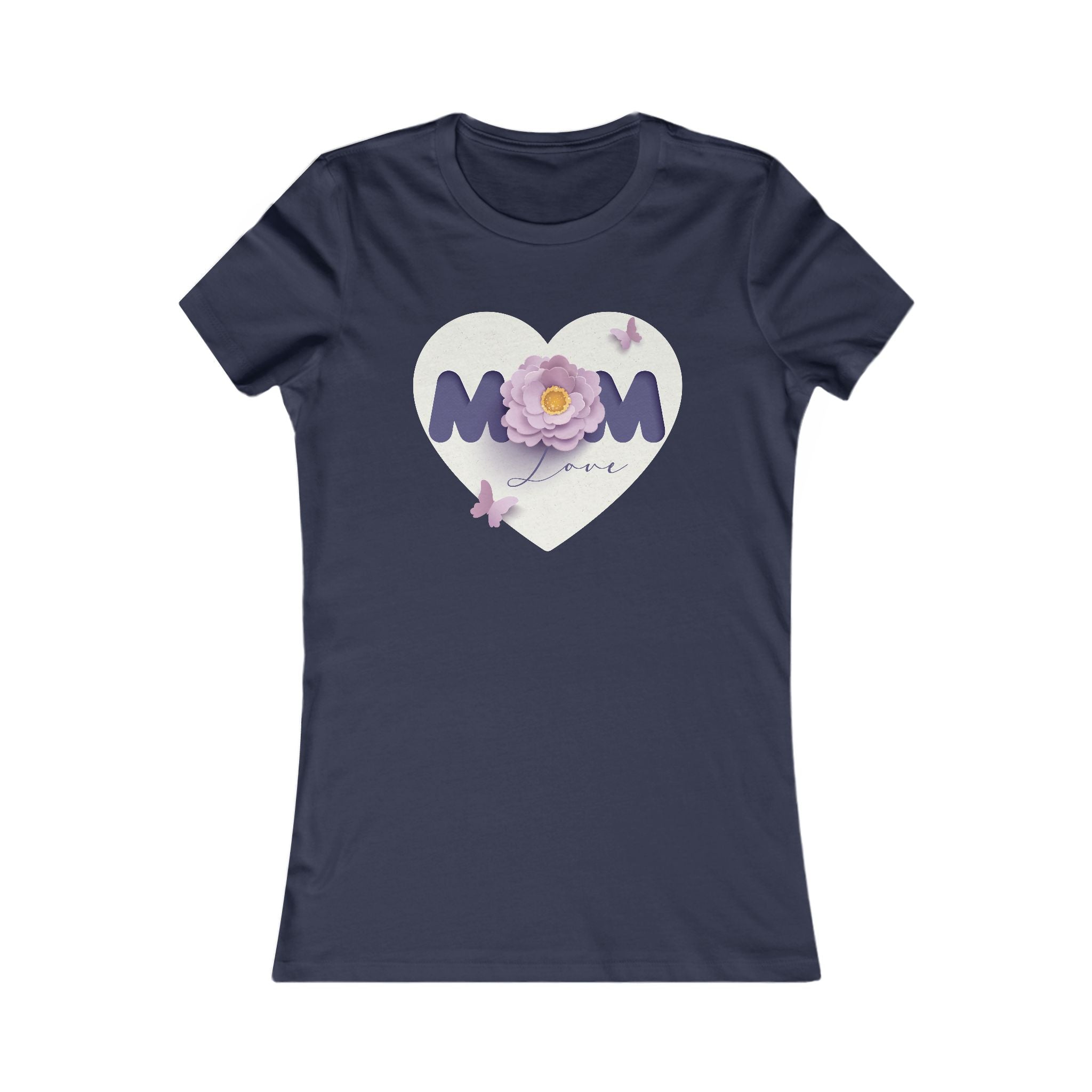 Mom Love Floral Tee — Women's Mother's Day T‑Shirt with Heart & Butterflies