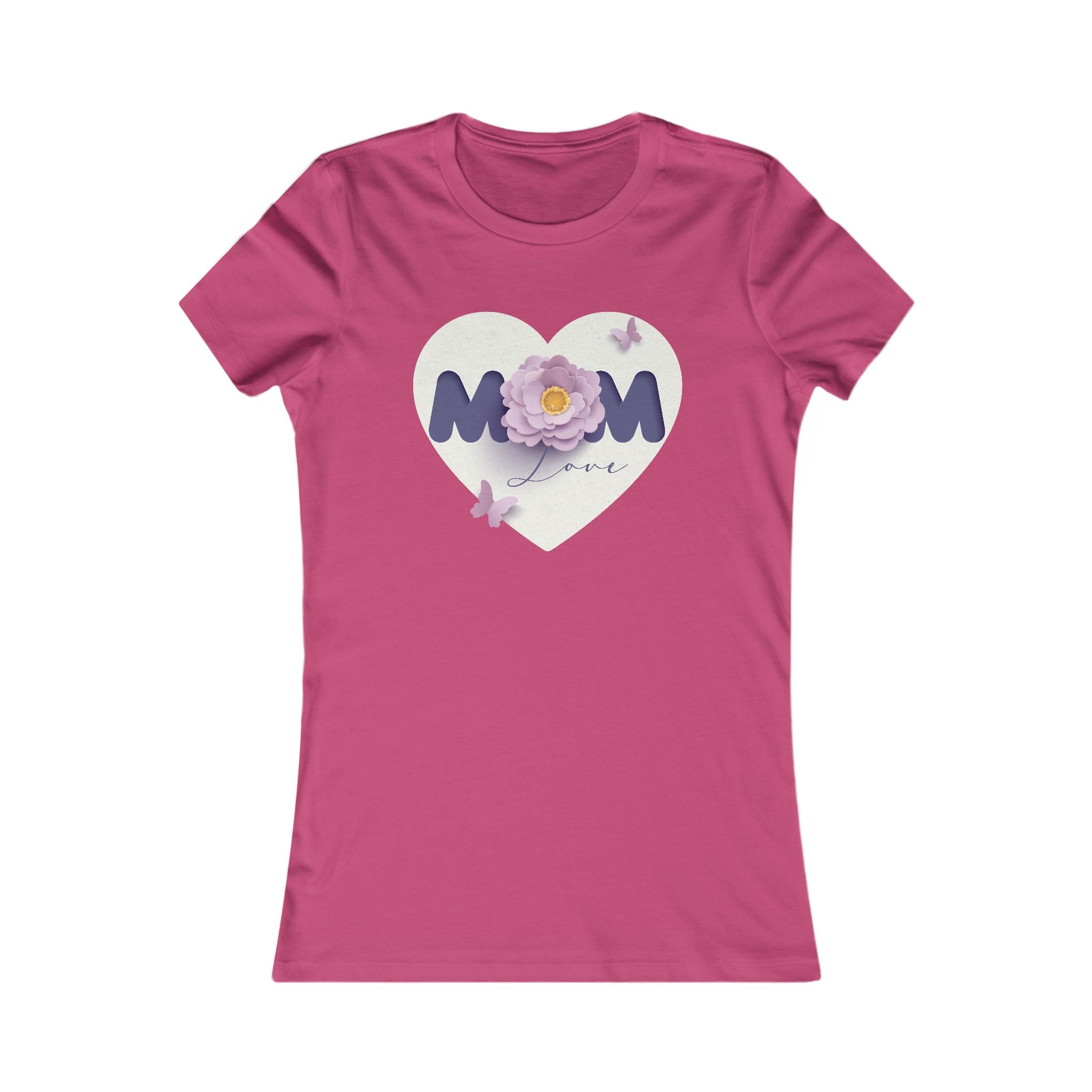Mom Love Floral Tee — Women's Mother's Day T‑Shirt with Heart & Butterflies