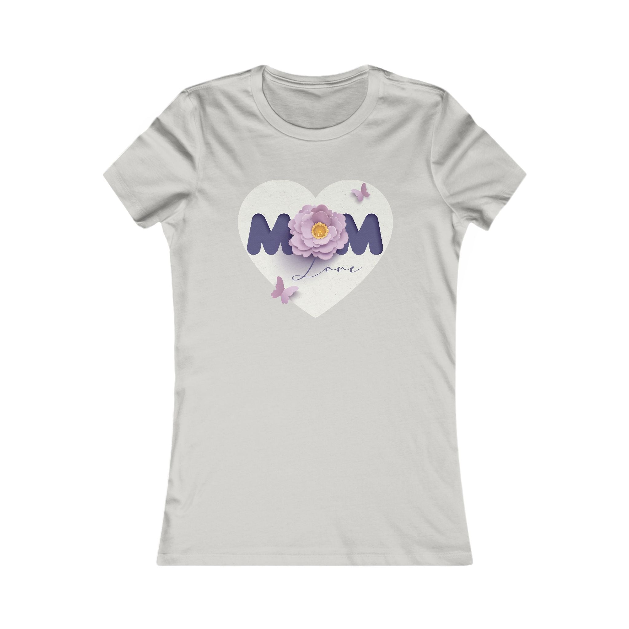 Mom Love Floral Tee — Women's Mother's Day T‑Shirt with Heart & Butterflies