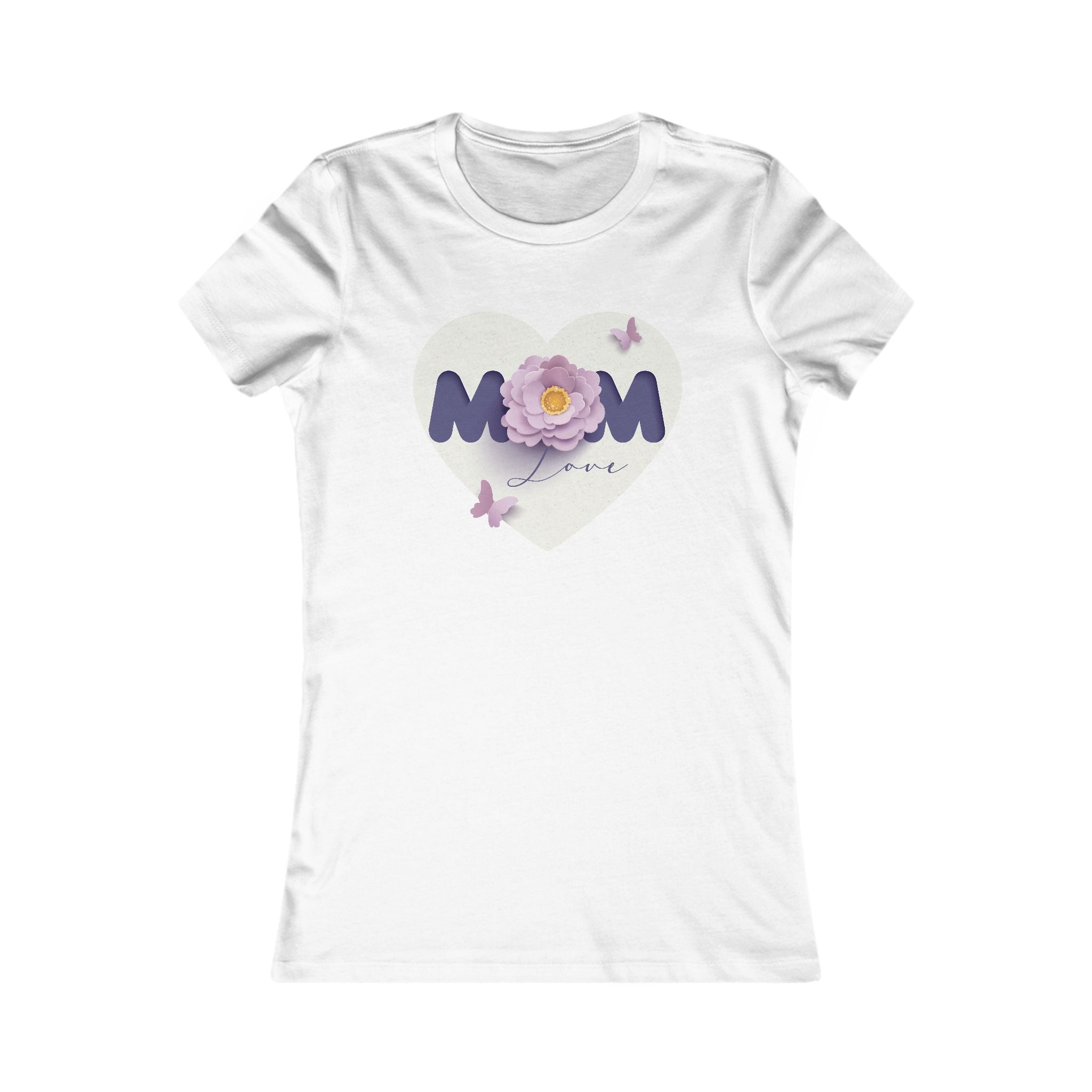 Mom Love Floral Tee — Women's Mother's Day T‑Shirt with Heart & Butterflies