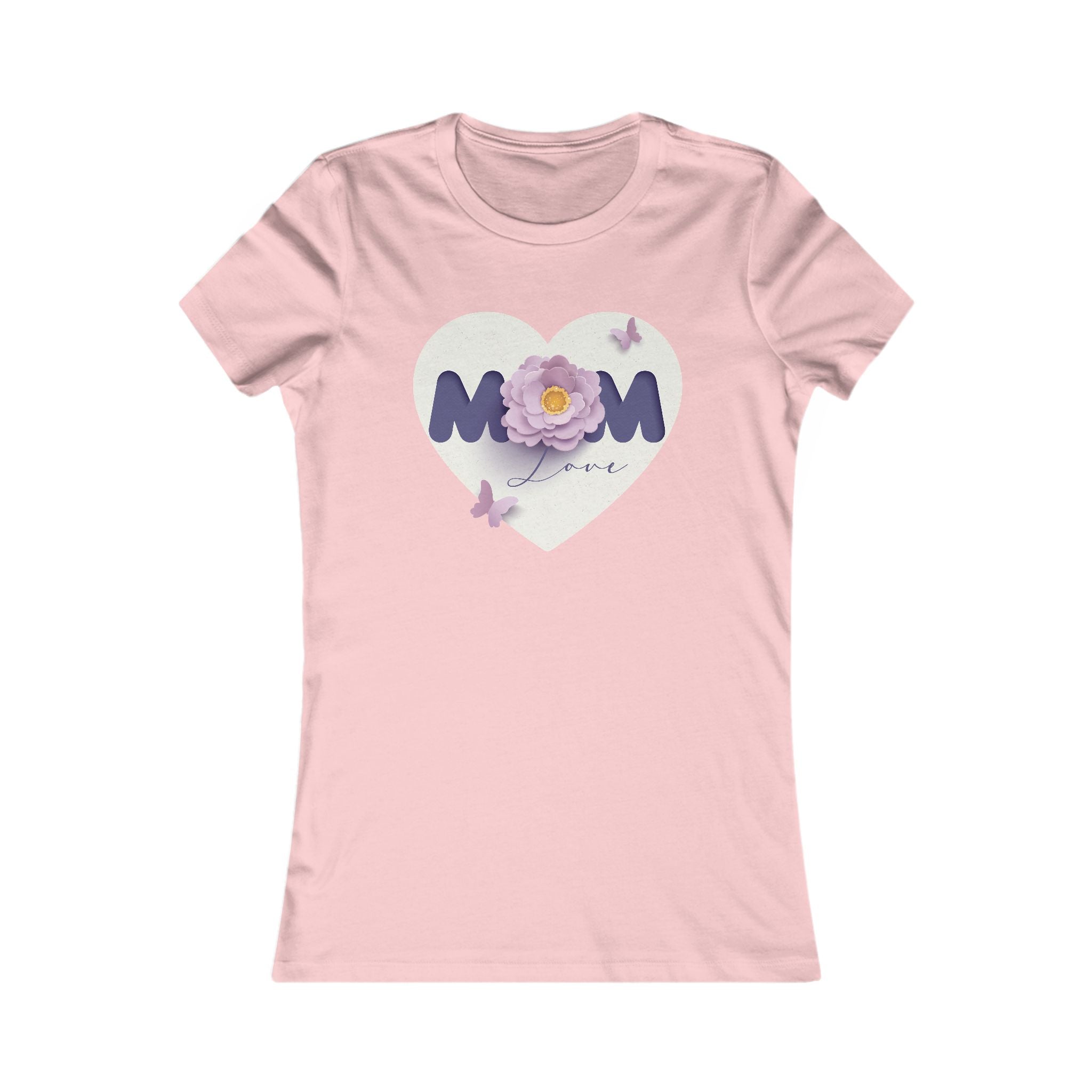 Mom Love Floral Tee — Women's Mother's Day T‑Shirt with Heart & Butterflies