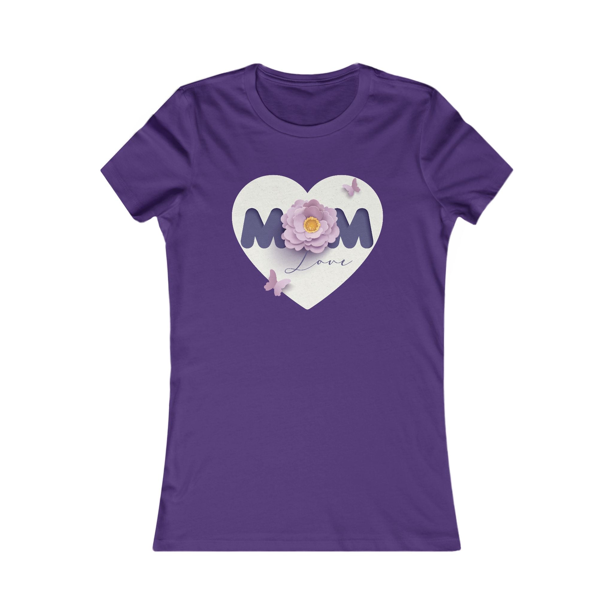 Mom Love Floral Tee — Women's Mother's Day T‑Shirt with Heart & Butterflies