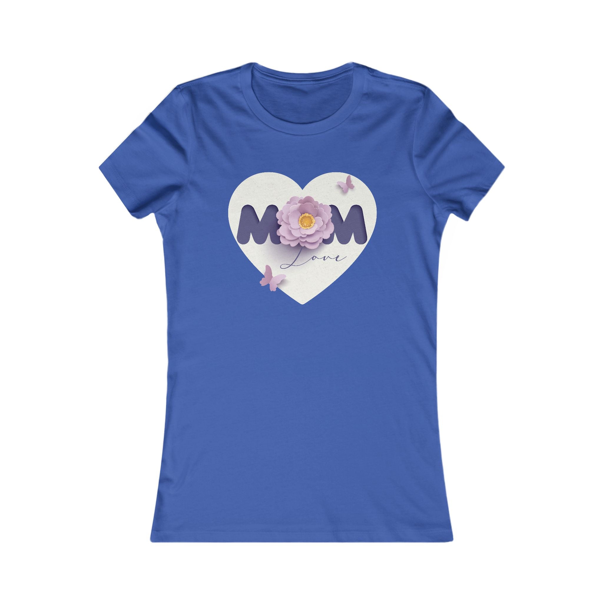 Mom Love Floral Tee — Women's Mother's Day T‑Shirt with Heart & Butterflies