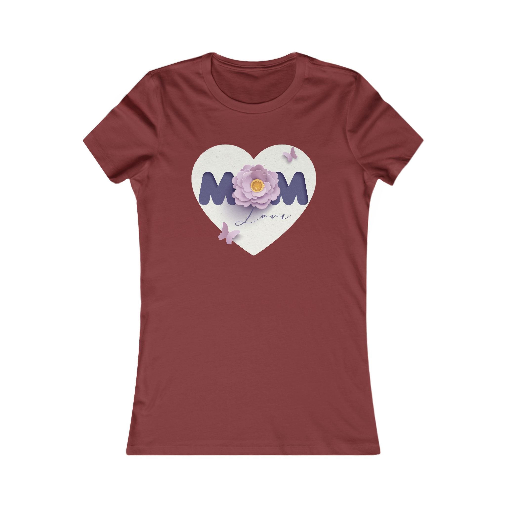 Mom Love Floral Tee — Women's Mother's Day T‑Shirt with Heart & Butterflies