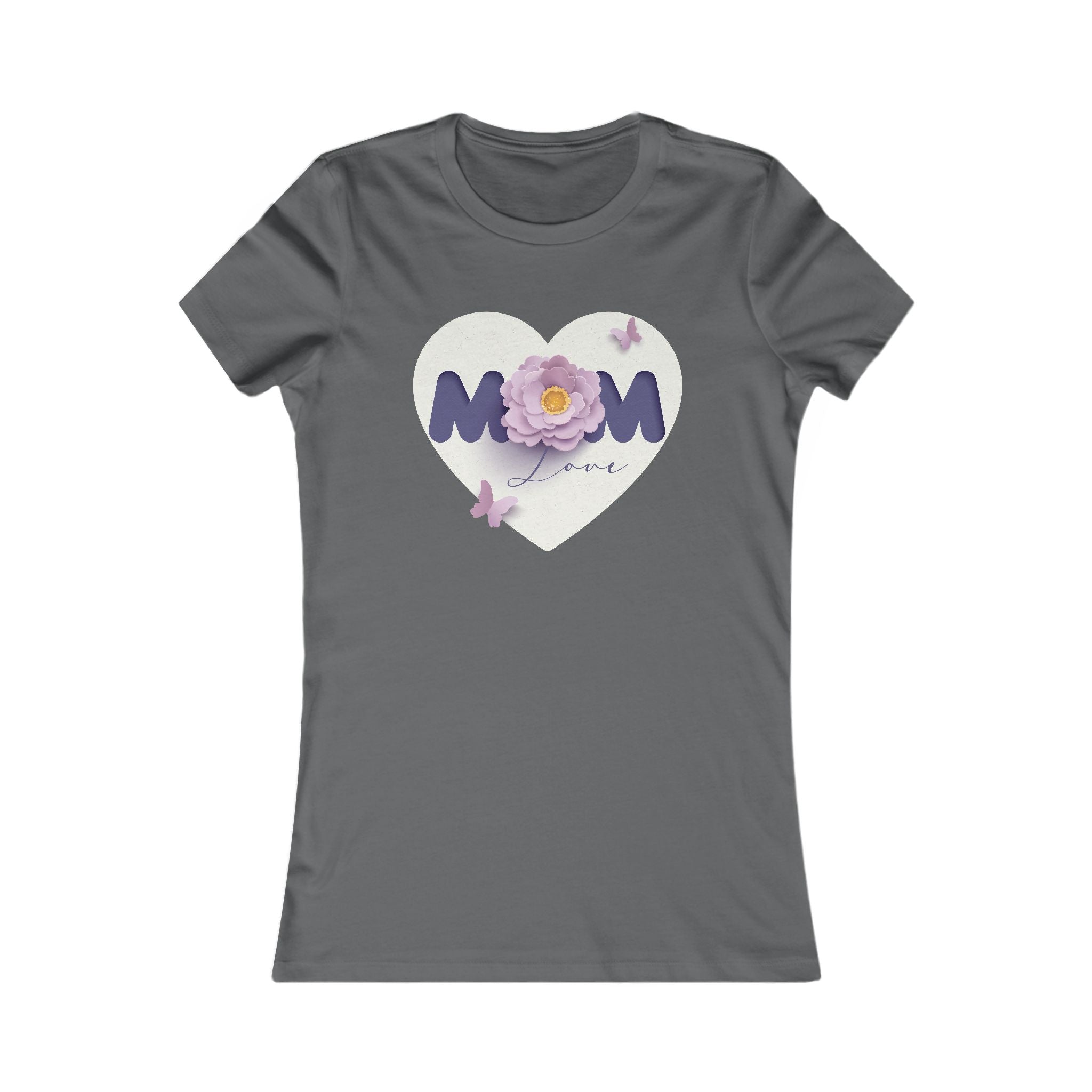 Mom Love Floral Tee — Women's Mother's Day T‑Shirt with Heart & Butterflies