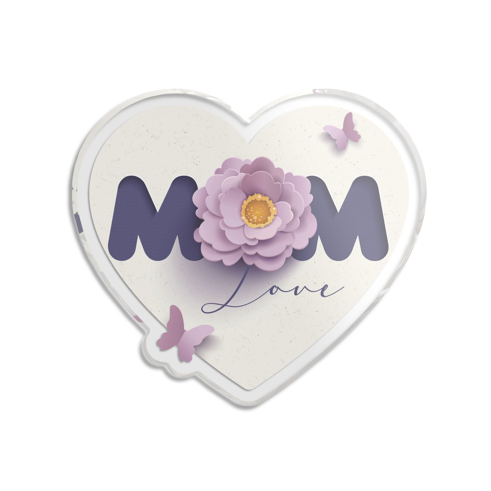 Mom Heart Keepsake Statue — "Love" Floral Decorative Figurine
